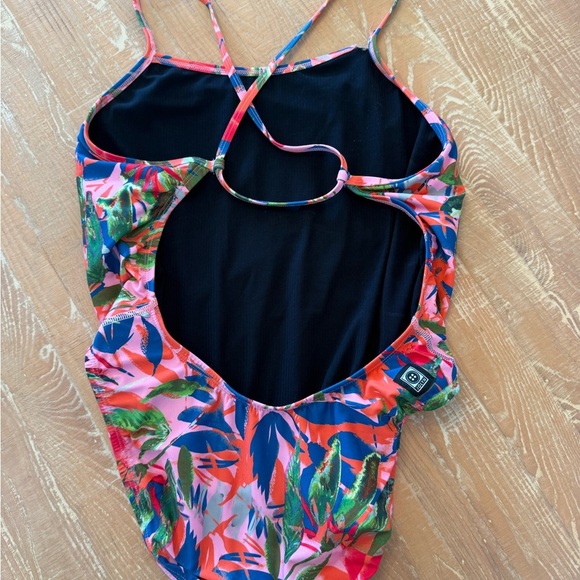 Jolyn Clothing Vibrant Leaf One Piece - Orange, Green, Blue - Picture 3 of 5